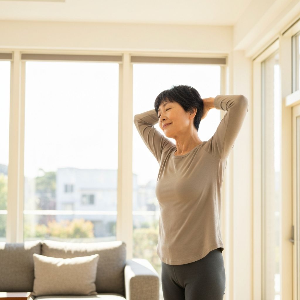 Person performing neck rotation exercise